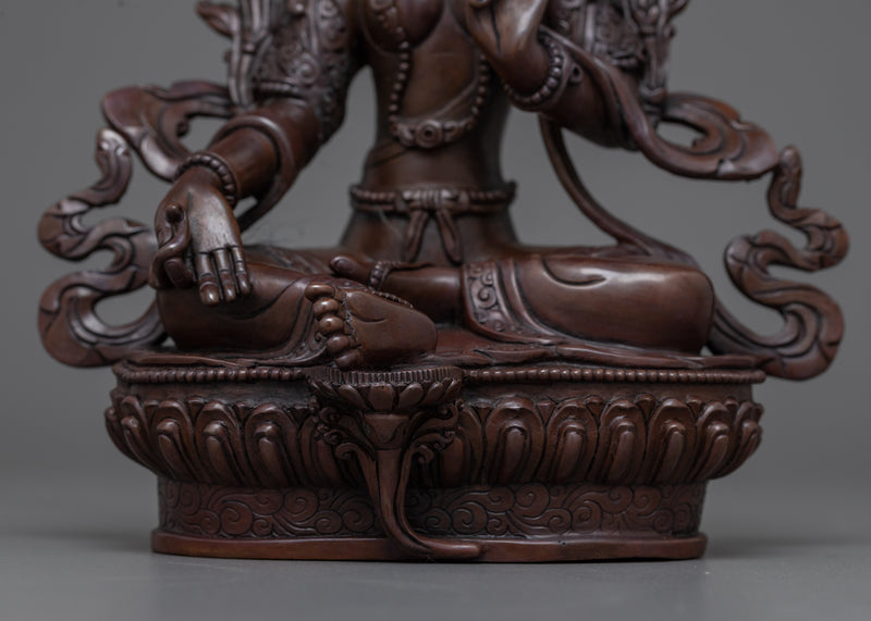 Green Tara Sculpture Online | Compassion in Oxidized Copper