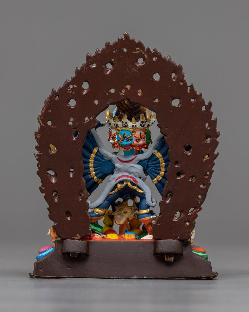Compact Yamantaka Statue | Color Small Sculpture of Yidam Deity