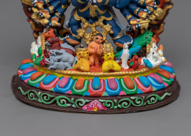 Compact Yamantaka Statue | Color Small Sculpture of Yidam Deity