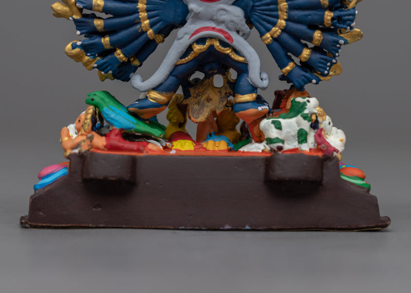 Compact Yamantaka Statue | Color Small Sculpture of Yidam Deity