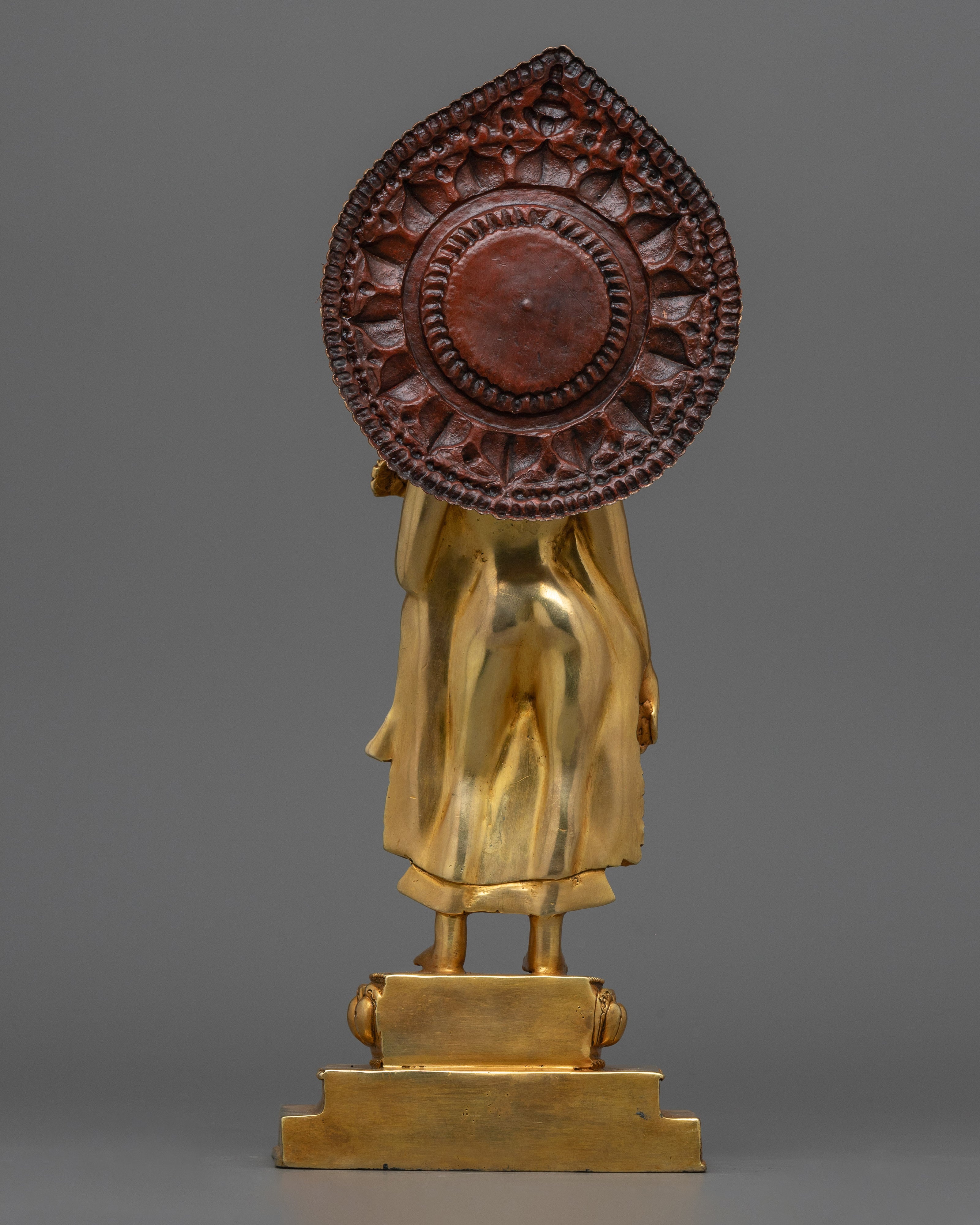 The Enlightened One in Standing Depiction | 24k Gold Gilded Sculpture