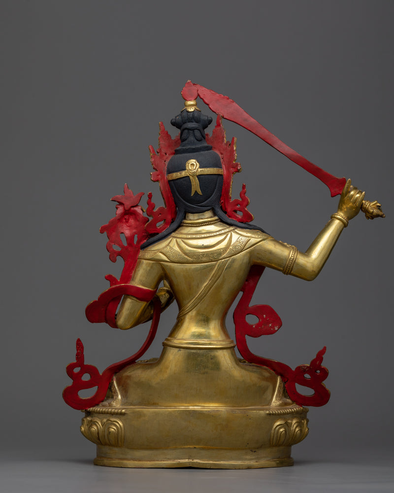 Manjushri Buddhism Statue | Wisdom's Golden Embodiment Art