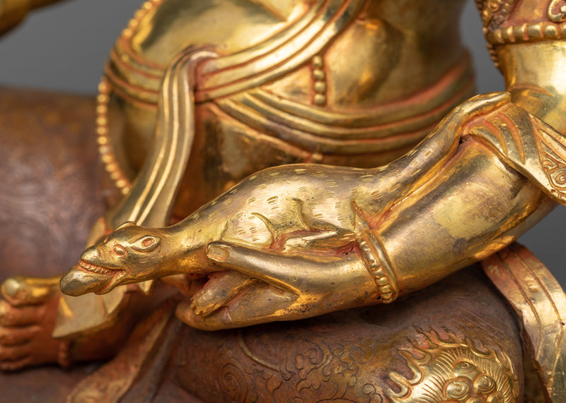 Yellow Dzambhala Practice Sculpture | 24k Gold Gilded Artwork