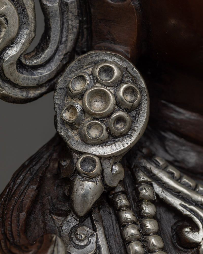 Silver-Plated Lord Chenresi Statue | Compassion Embodied Buddha