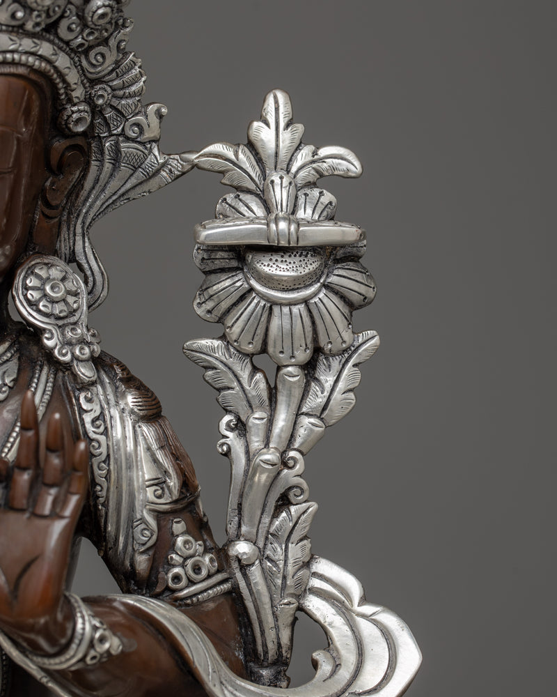 Silver-Plated Manjusri Statue | Wisdom's Radiance Sculpture