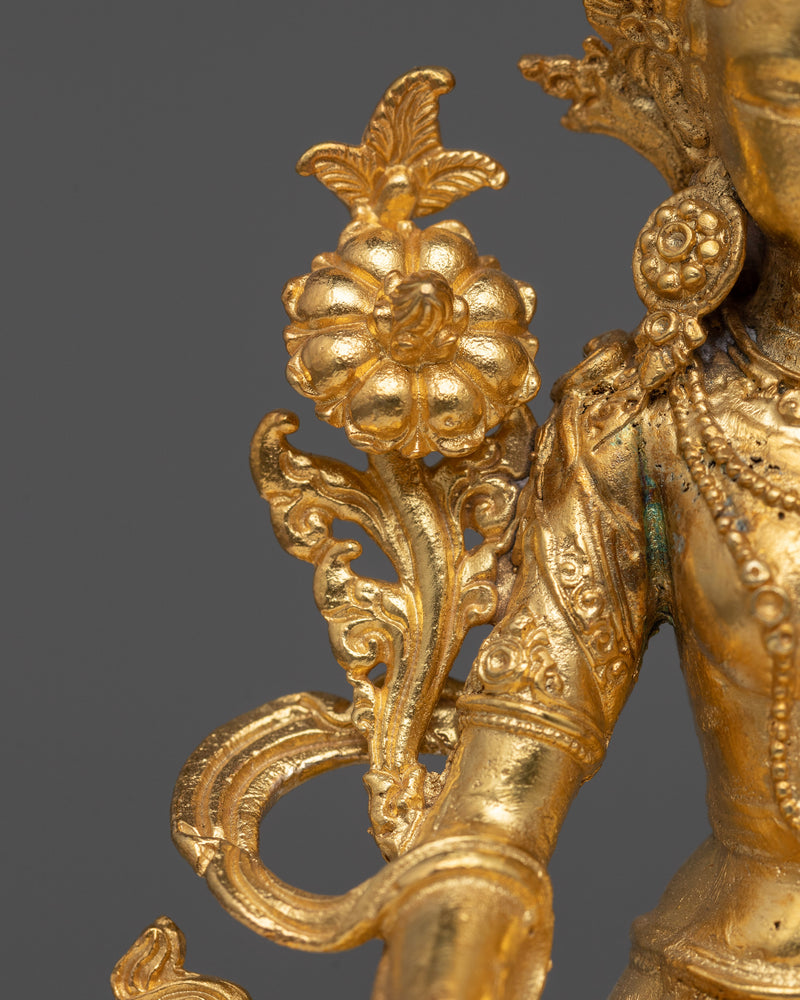 Tiny White Tara Statue | 24K Gold Electroplated Serenity