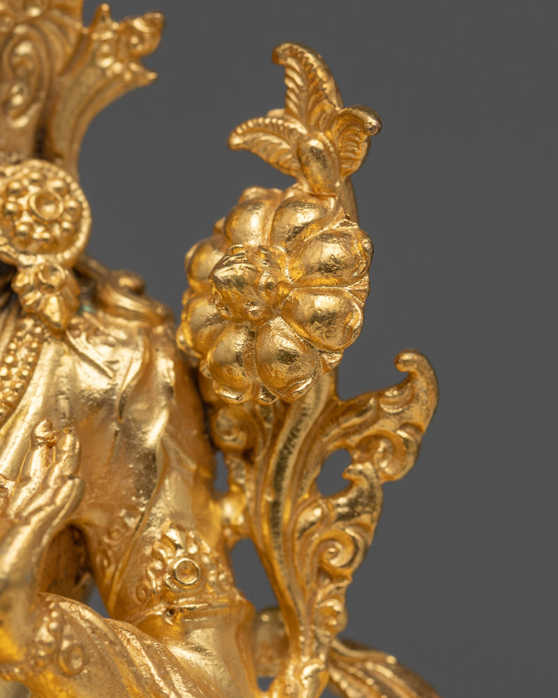 Tiny White Tara Statue | 24K Gold Electroplated Serenity