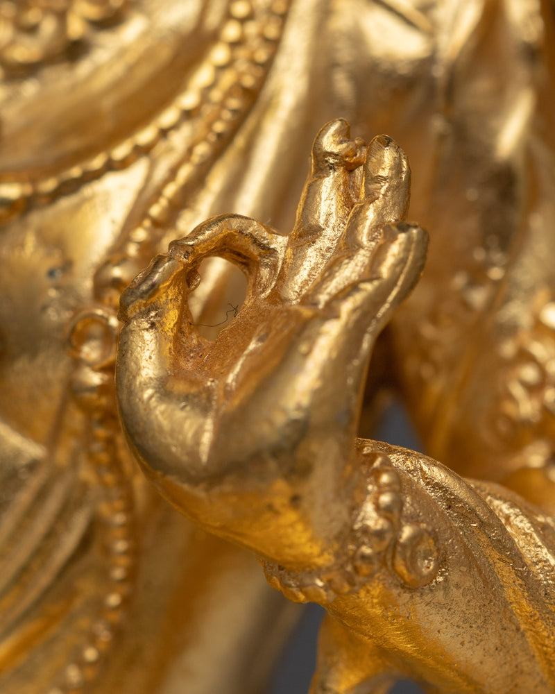 Tiny White Tara Statue | 24K Gold Electroplated Serenity