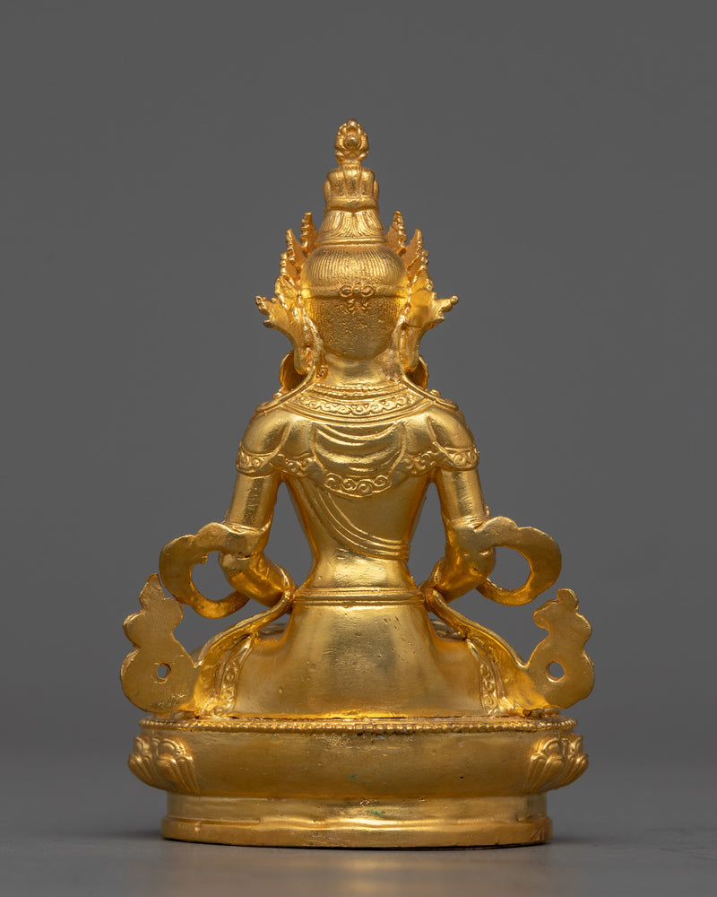 Small Scale Amitayus Statue | 24K Gold Electroplated Symbol of Longevity