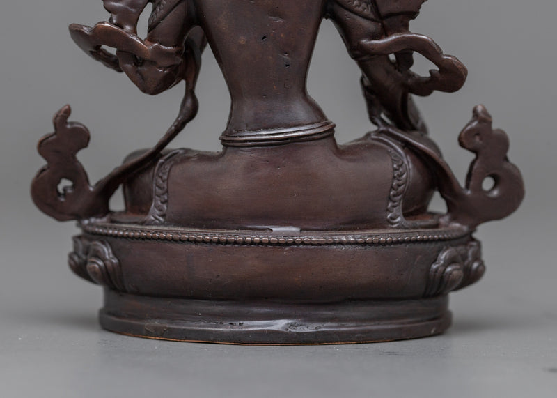 Compact Green Tara Statue | Oxidized Copper Embodiment of Compassion