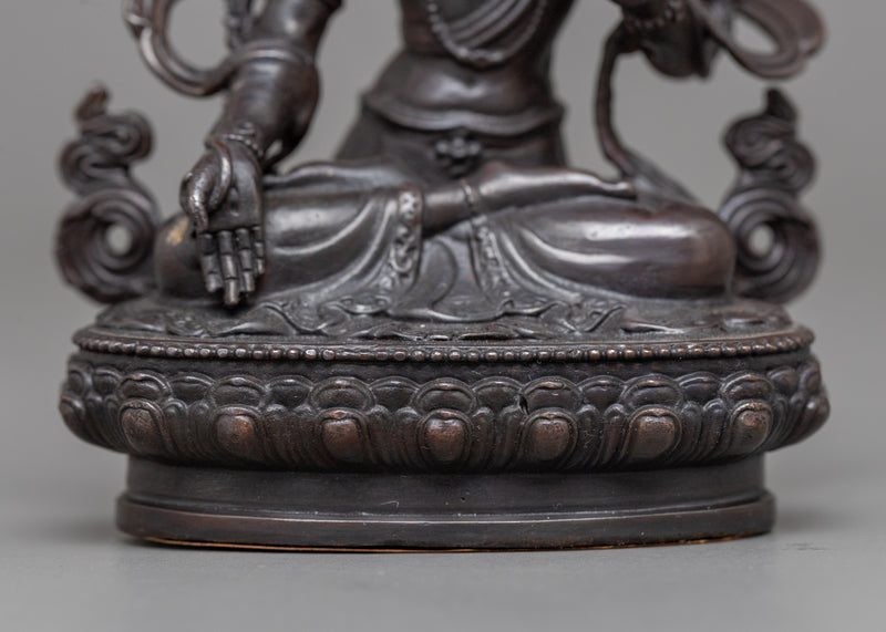 Miniature White Tara Statue | Oxidized Copper Symbol of Healing
