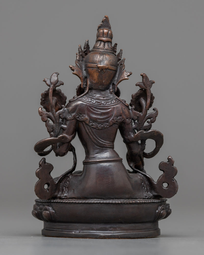 Miniature White Tara Statue | Oxidized Copper Symbol of Healing