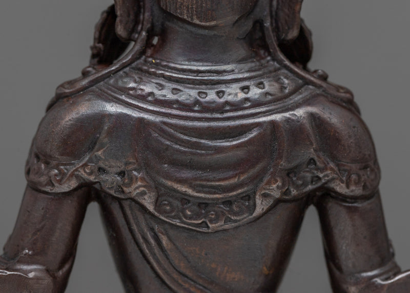 Miniature Amitayus Statue | Oxidized Copper Symbol of Longevity