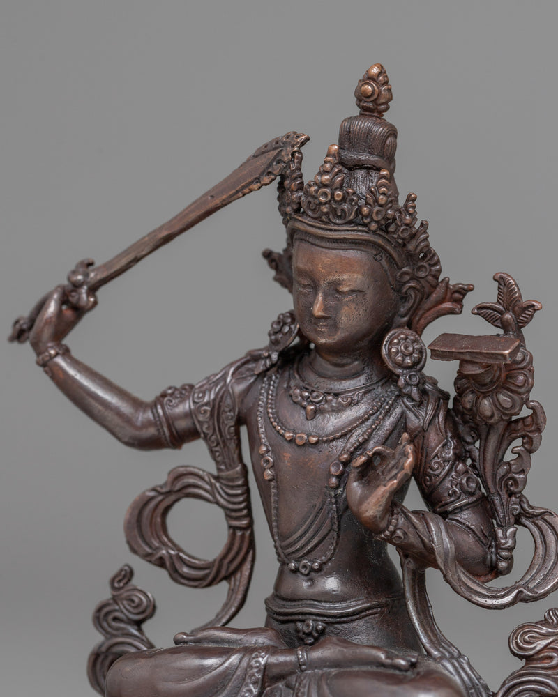 Little Manjushri Statue | Oxidized Copper Wisdom