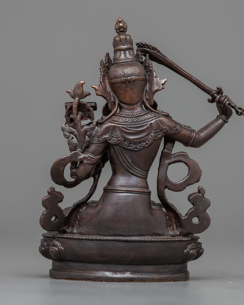 Little Manjushri Statue | Oxidized Copper Wisdom