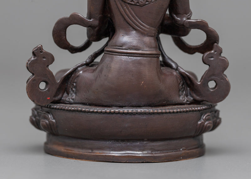 Little Vajradhara Statue | Oxidized Copper Emblem of Ultimate Reality