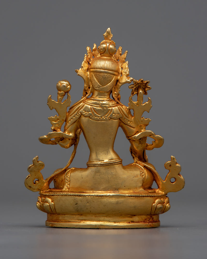 Miniature Green Tara Statue | 24K Gold Electroplated Compassion