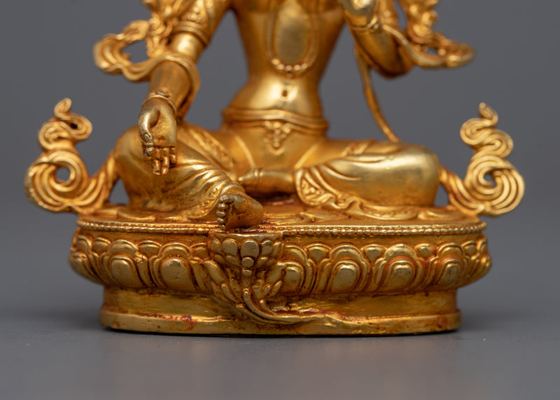 Miniature Green Tara Statue | 24K Gold Electroplated Compassion