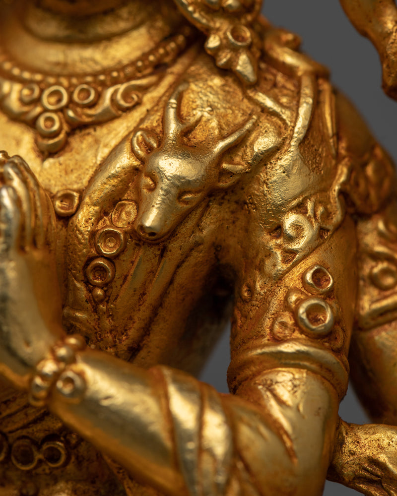 Miniature Chenrezig Statuette | 24K Gold Electroplated Symbol of Compassion