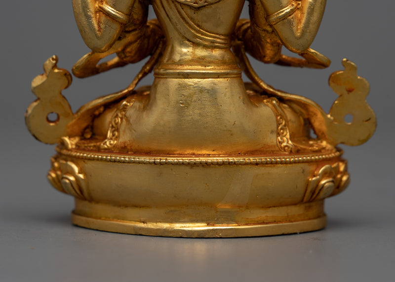 Miniature Chenrezig Statuette | 24K Gold Electroplated Symbol of Compassion