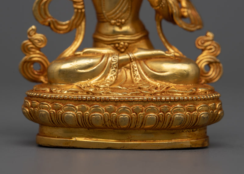 Small Miniature Manjushri Statue | 24K Gold Electroplated Wisdom