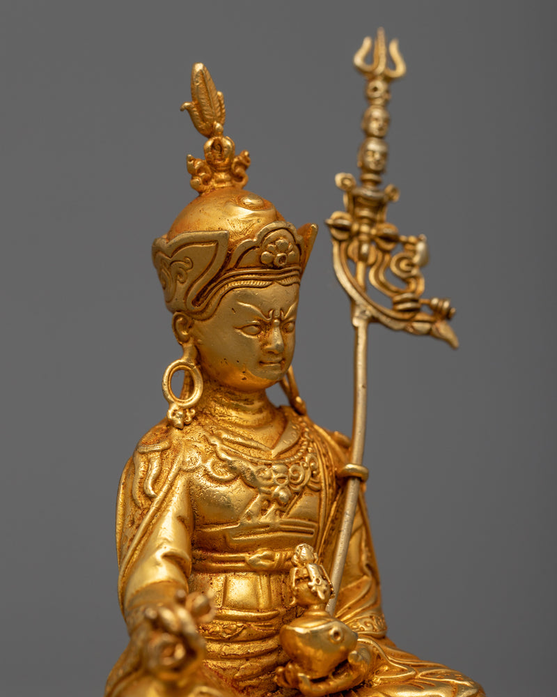 Miniature Guru Rinpoche Sculpture | 24K Gold Electroplated Spiritual Master
