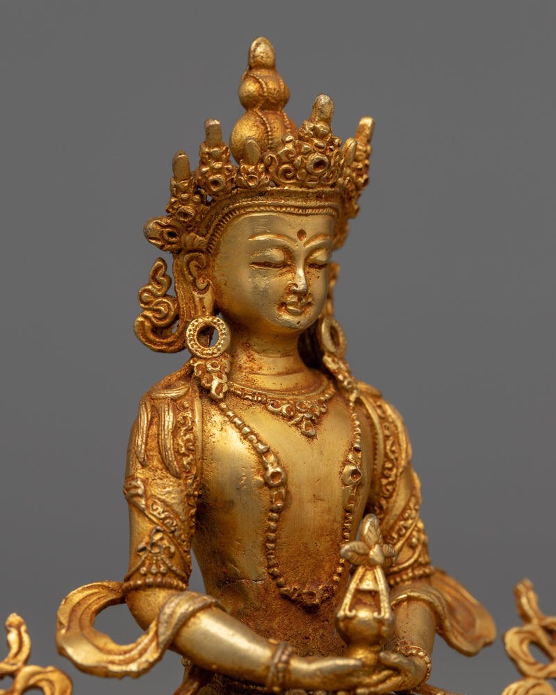 Petite Statue of Amitayus | 24K Gold Electroplated Longevity