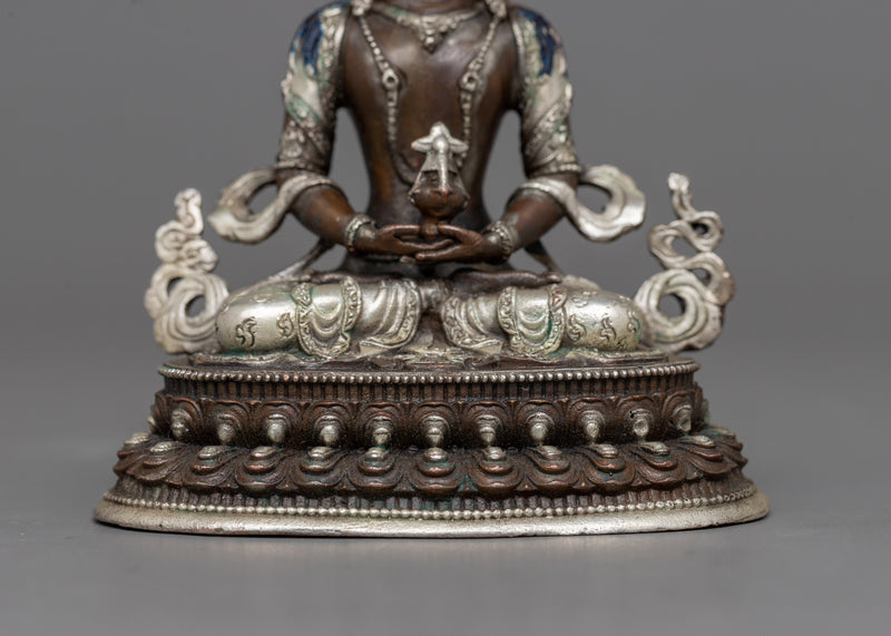 Miniature Amitayus Statue | Silver-Plated Symbol of Enduring Life