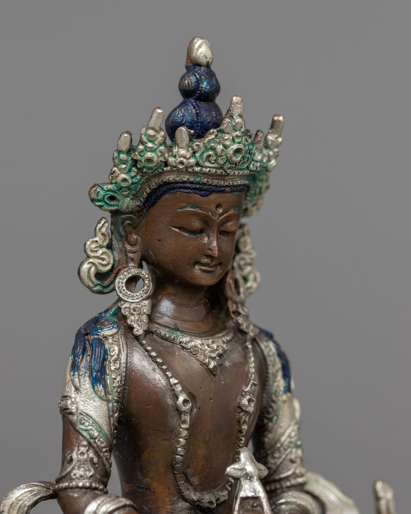 Miniature Amitayus Statue | Silver-Plated Symbol of Enduring Life