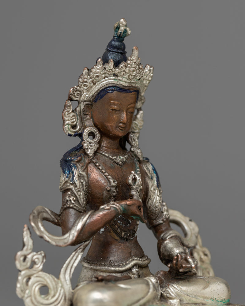 Miniature Vajrasattva Statue | Silver-Plated Symbol of Purification