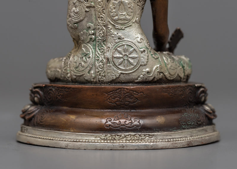Miniature Medicine Buddha Statue | Silver-Plated Healing Symbol