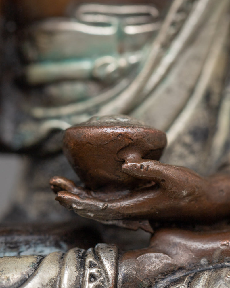 Miniature Shakyamuni Buddha Statue | Silver-Plated Symbol of Enlightenment