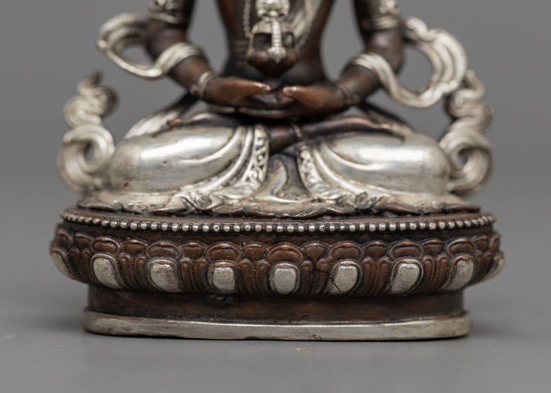 Small Amitayus Statue | Silver-Plated Symbol of Infinite Life