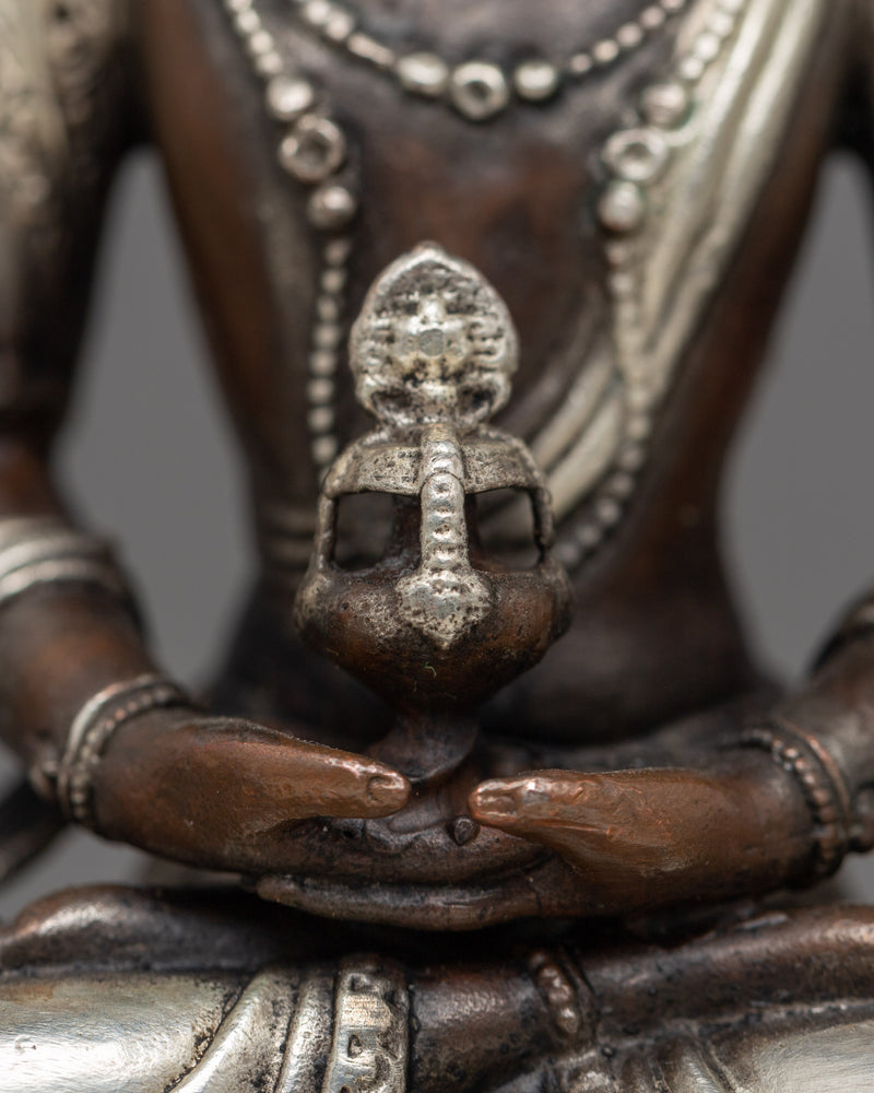 Small Amitayus Statue | Silver-Plated Symbol of Infinite Life