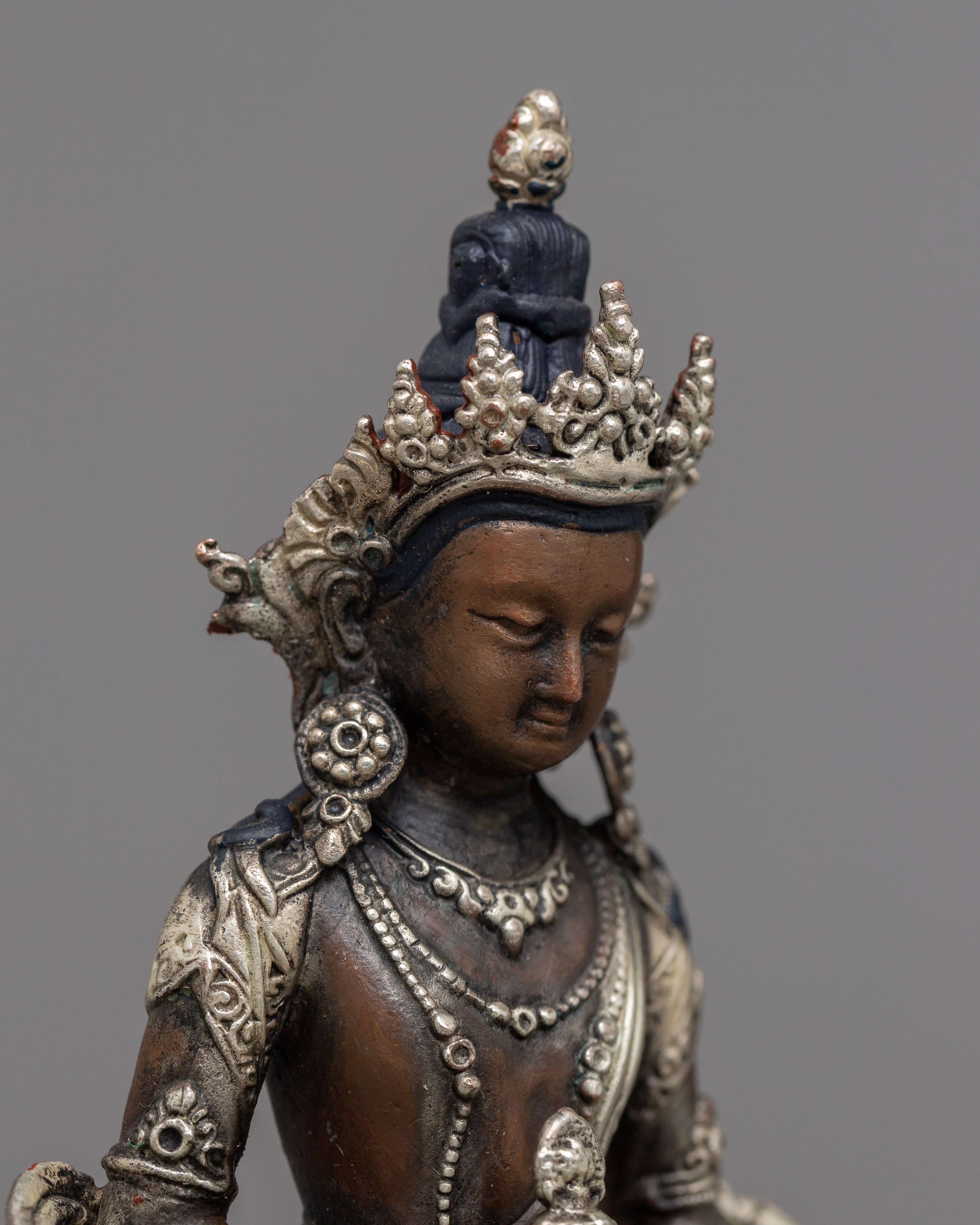 Small Amitayus Statue | Silver-Plated Symbol of Infinite Life