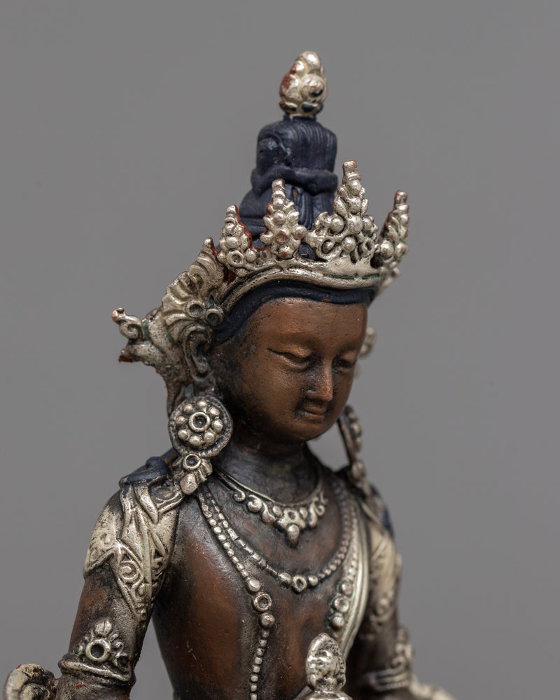 Small Amitayus Statue | Silver-Plated Symbol of Infinite Life