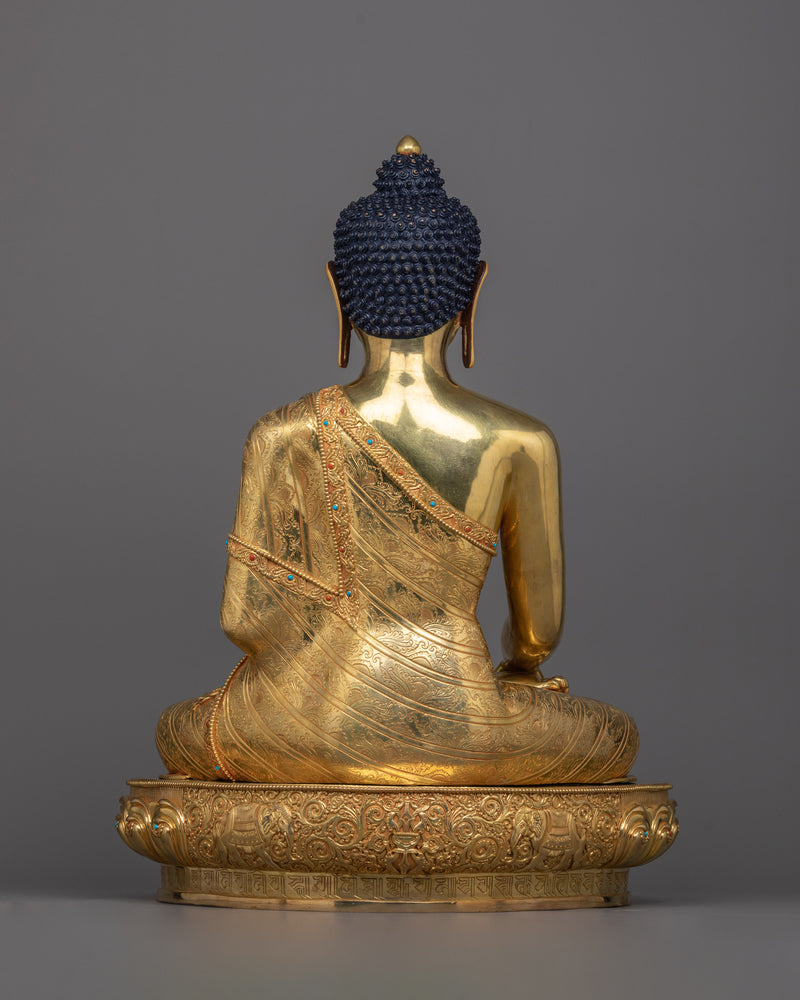 Grand Seated Shakyamuni Buddha Sculpture | 24K Gold Gilded Majesty