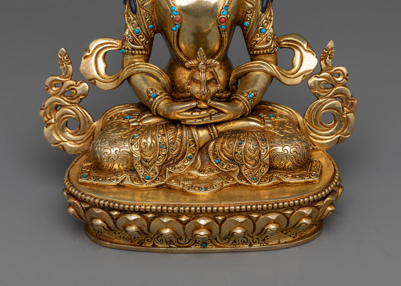 Buddhism Amitayus Buddha Statue | 24K Gold Illumination for Spiritual Renewal