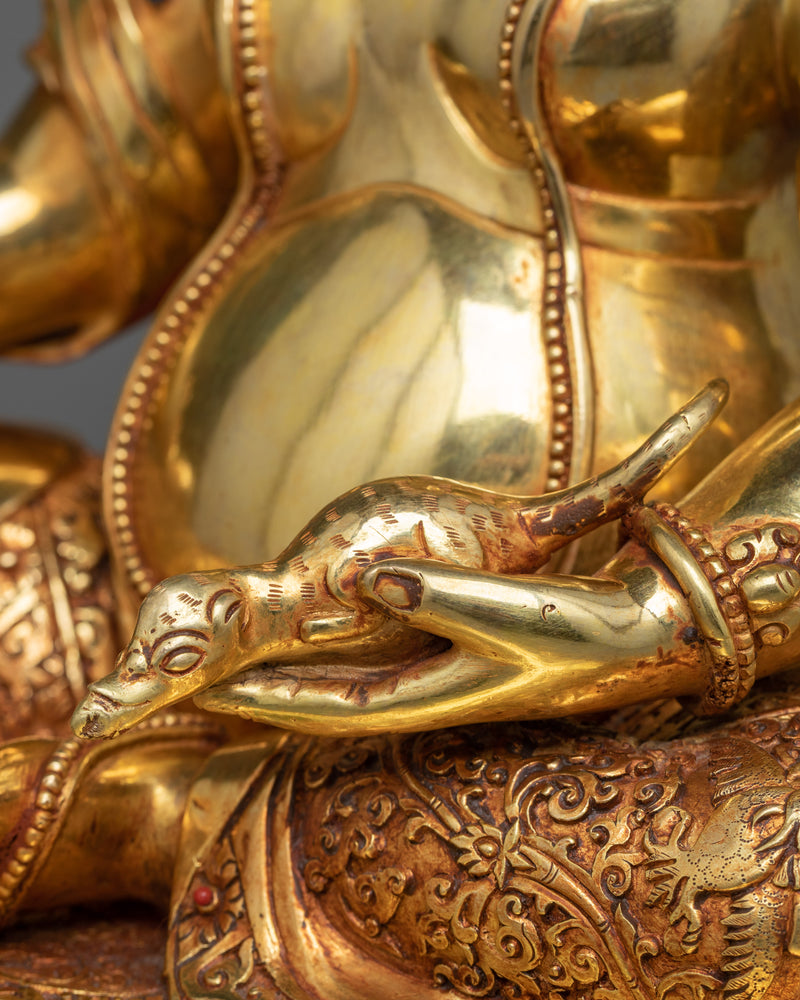 Golden Radiance: Yellow Dzambhala Buddhist Statue | the Epitome of Radiant Serenity