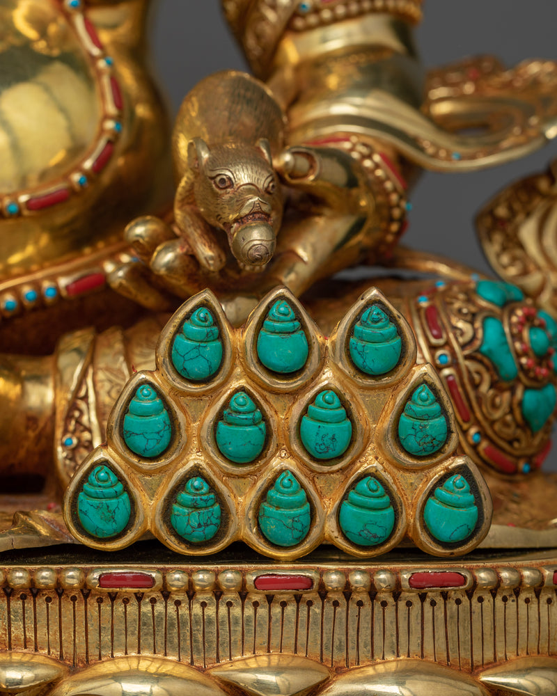 Dzambhala Wealth Deity Statue | A Symphony of 24K Gold and Gemstone Craftsmanship