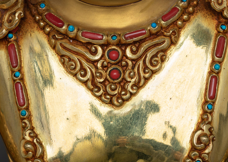 Dzambhala Wealth Deity Statue | A Symphony of 24K Gold and Gemstone Craftsmanship