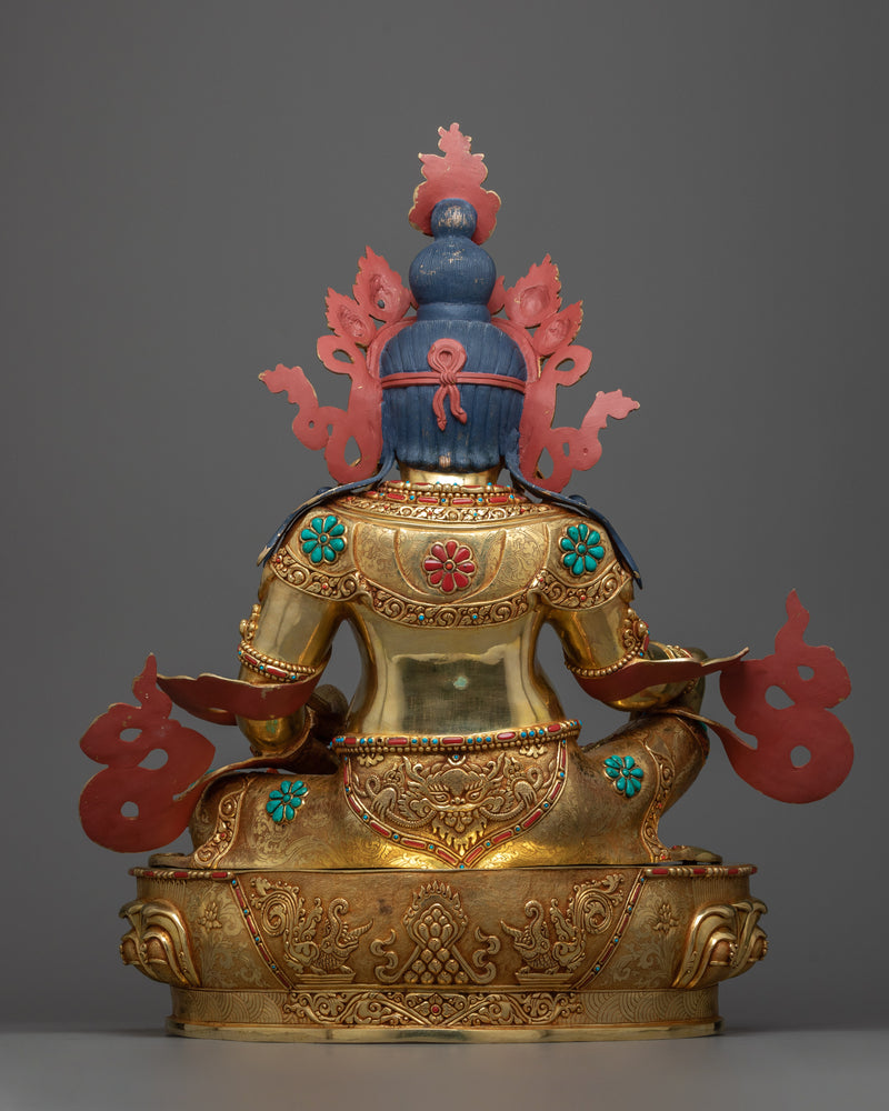 Dzambhala Wealth Deity Statue | A Symphony of 24K Gold and Gemstone Craftsmanship