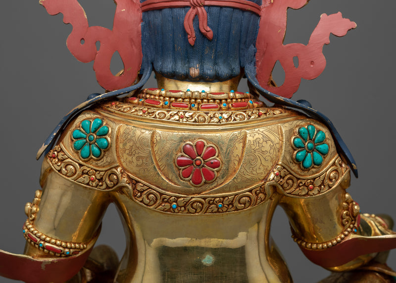 Dzambhala Wealth Deity Statue | A Symphony of 24K Gold and Gemstone Craftsmanship