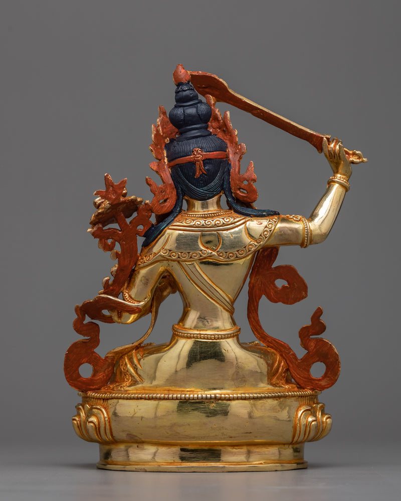 Peaceful Manjushree Statue | A Symbol of Wisdom in 24K Gold
