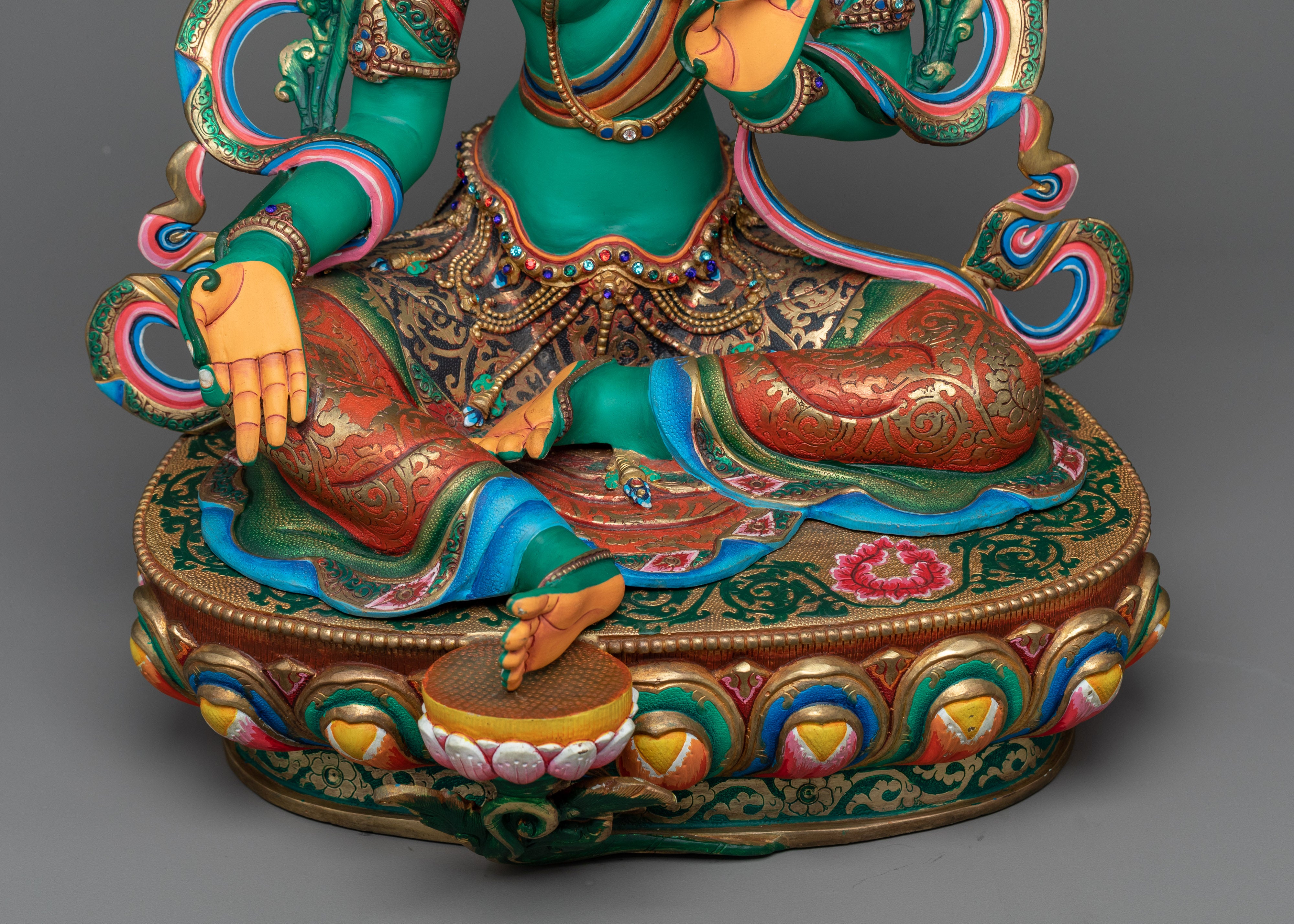 Painted Greentara Statuette | Icon of Compassion