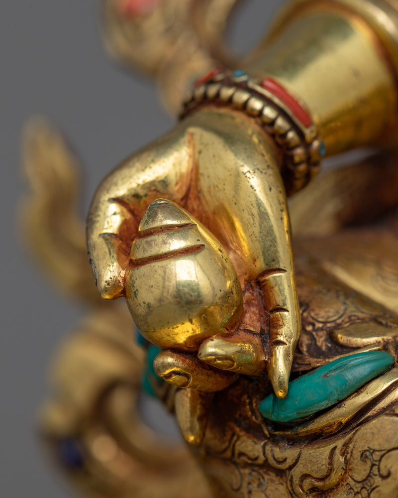 Norla Dzambhala Sculpture | Emblem of Prosperity in 24K Gold