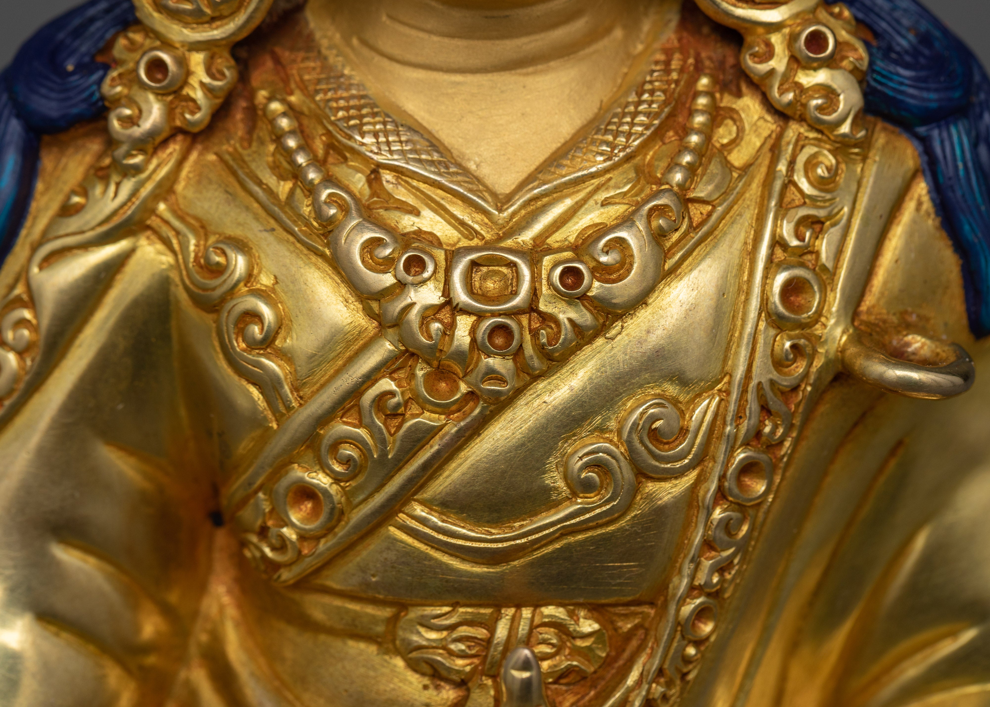 Dusum Sangye Guru Rinpoche Sculpture | 24K Gold & Copper Statue