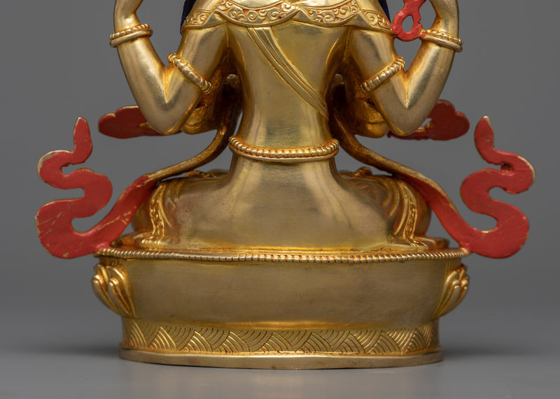 Chenrezig Sculpture in 24K Gold | Embodiment of Compassion