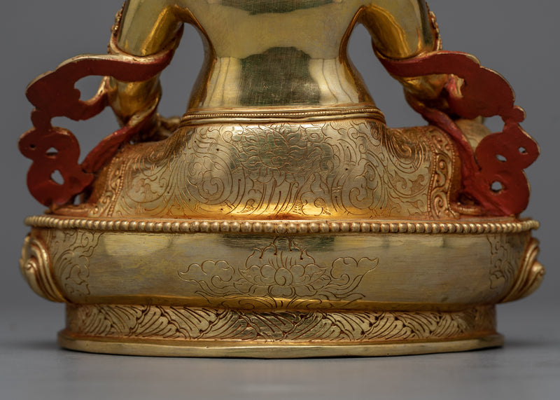 Yellow Dzambhala Practice Sculpture | Wealth Deity in 24K Gold Gilded Art Form