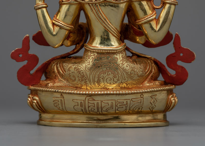 Chenrezig Buddha Sculpture | Compassionate Radiance | 24K Gold Gilded Art